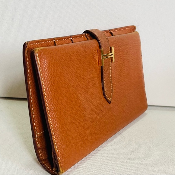 HERMES Bearn Brown Calf Leather Long Bifold Wallet - Picture 2 of 10